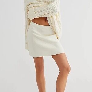Free People Laurel Moonglow Ivory Ribbed Knit Skirt Womens Large W502